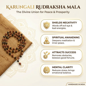 Karungali Rudraksha Malai Gold Silver Cap Plated Necklace