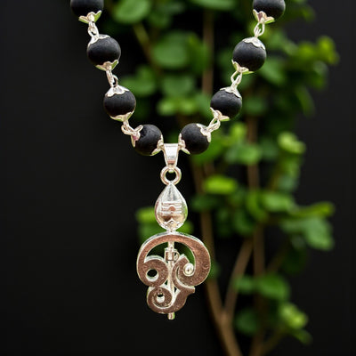 Murugan Om Vel Trishul Karungali Malai Silver Cap - Soultheory certified