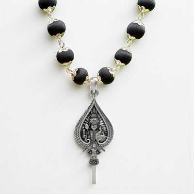 Murugan Raja Alangaram Vel Karungali Malai Silver Cap - Soultheory certified