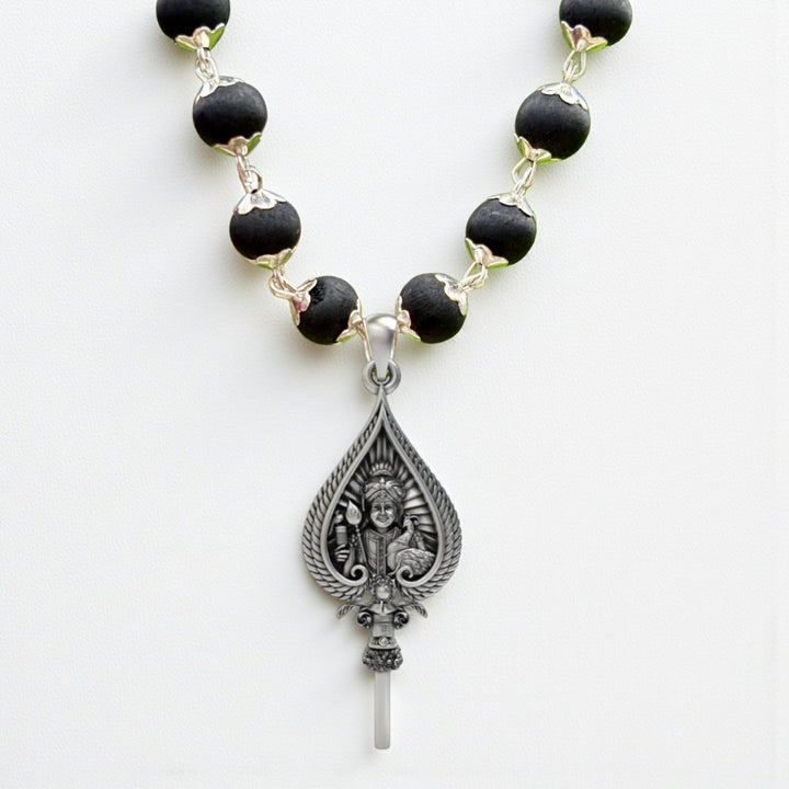 Murugan Raja Alangaram Vel Karungali Malai Silver Cap - Soultheory certified