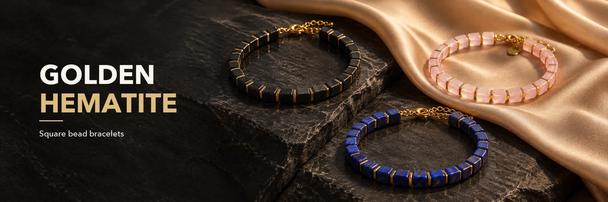 Golden hematite square bracelets